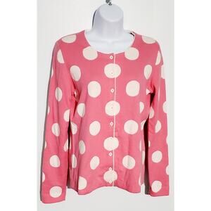 Tyler Boe Womens Pink Polka Dot Cardigan Size Small Preppy Minimalist cashmere